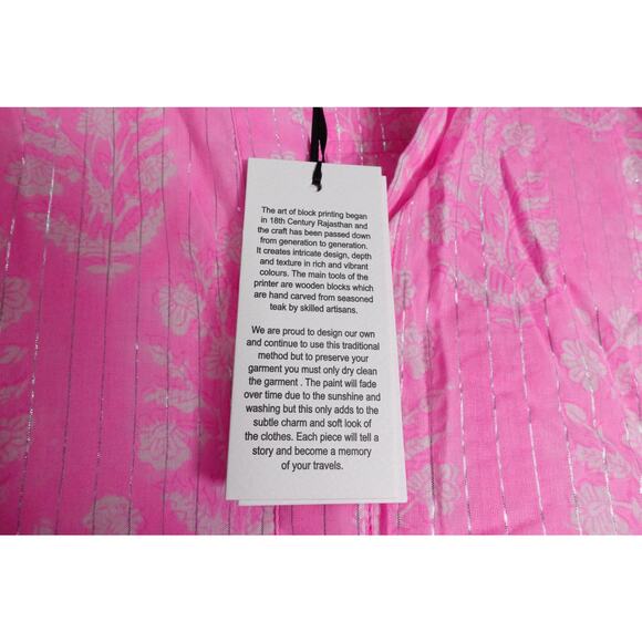 New Tuckernuck Juliet Dunn Orchid Flower Lurex Flared Sleeve Dress Size 3 1885-Y - Picture 15 of 15